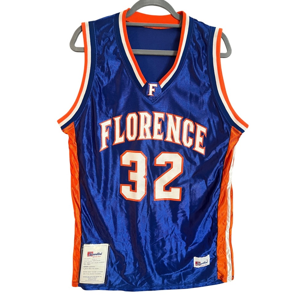 NWT Speedline Florence Basketball Jersey 32 Blue Orange V Neck Size Large